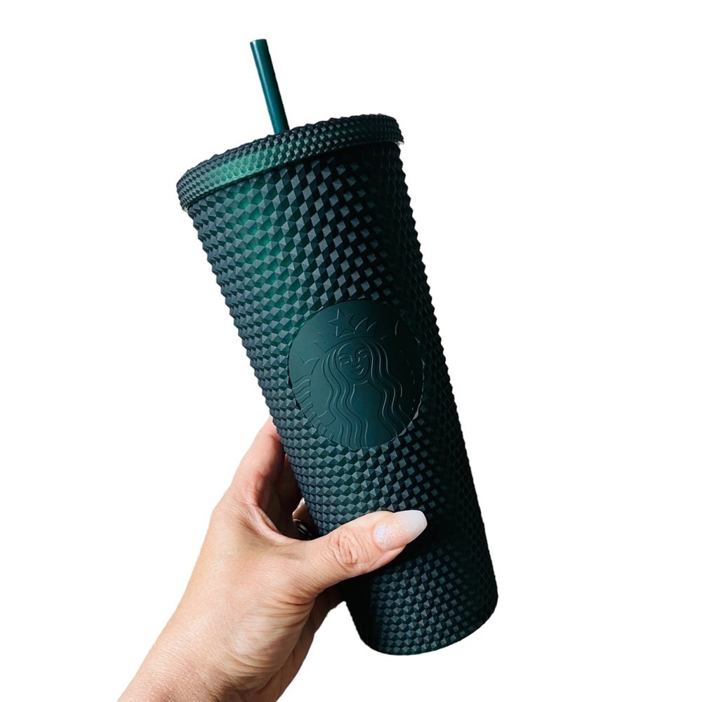 NEW 2022 Starbucks Matte Dark Green Venti Studded Tumbler Cup